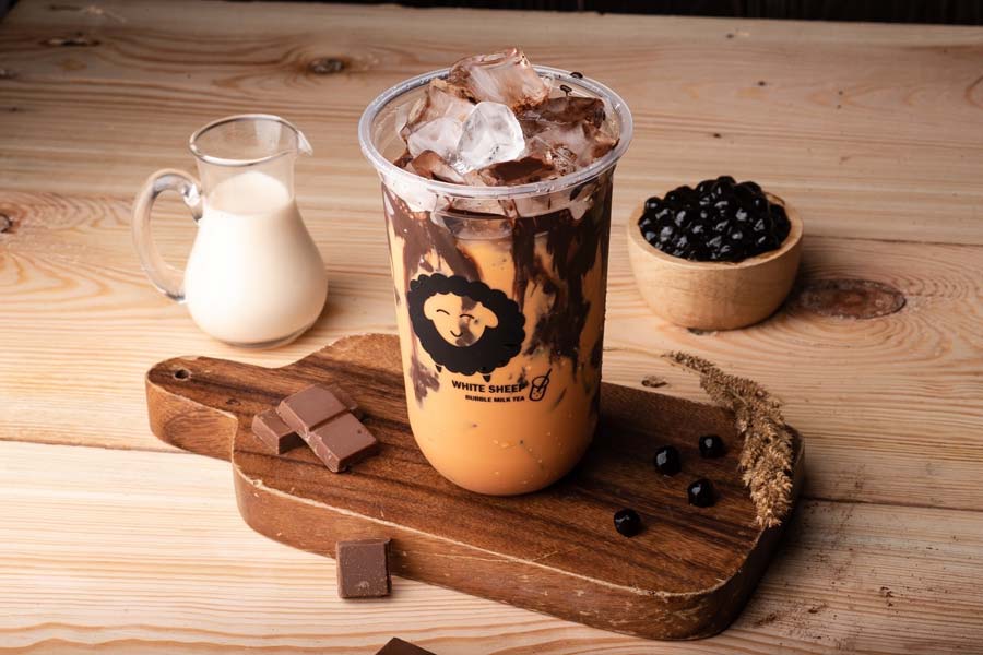 เครื่องดื่มชา White Sheep Bubble Milk Tea แกะขาวชานมไข่มุก