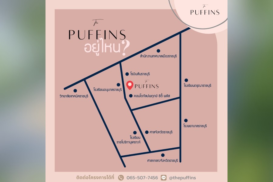 The Puffins พื้นที่ให้เช่า ทำเลค้าขาย หาที่ขายของ เปิดร้านขายของ ราชบุรี
