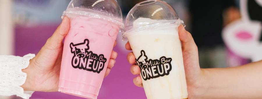 ONEUP Milk Bar นมสดปั่น เบเกอร์รี่ ขนมปังสังขยา ครัวซอง เบอร์เกอร์