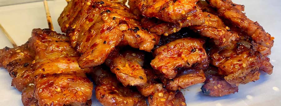 มหาศาล หมูย่างรสเด็ด เผ็ดไฟลุก หมูปิ้งรสเผ็ดและแจ่วมะขามรสเด็ด