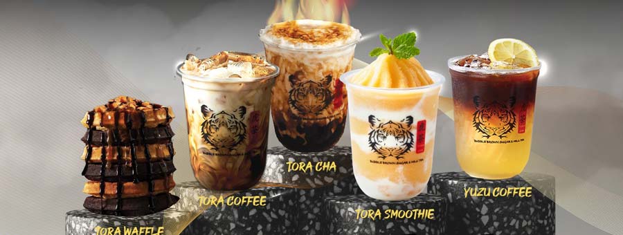 TORA CHA โทระฉะ แฟรนไชส์เครื่องดื่มชานมไข่มุกพ่นไฟ กาแฟสด รูปแบบคาเฟ่