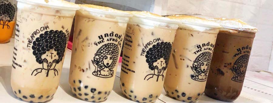 มุกติดหัว The Afro Cha แฟรนไชส์ร้านชานมไข่มุก ชาพ่นไฟ เมนูปั่น